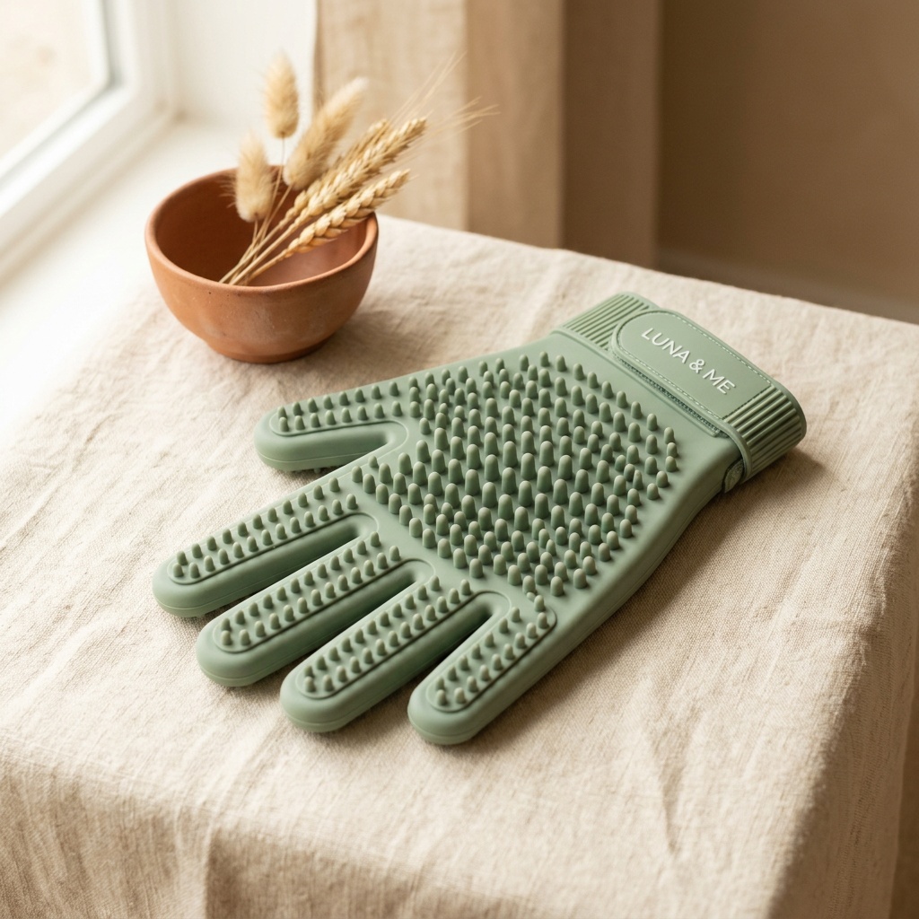 Gant de brossage en silicone PattePropre vert sauge